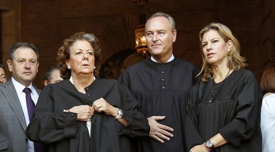 De izquierda a derecha, Rita Barberá, Alberto Fabra y Paula Sánchez de León.