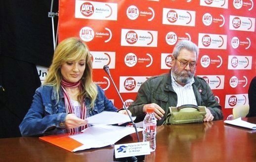 La secretaria general de UGT-Andalucía, Carmen Castilla, y su homólogo a nivel nacional, Cándido Méndez.