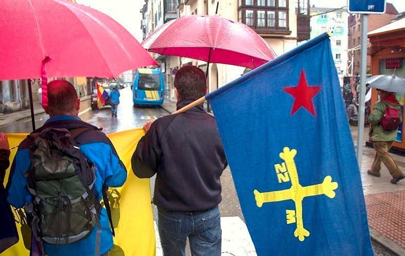 Columna de las Marchas de la Dignidad en Asturias el pasado mes de marzo.