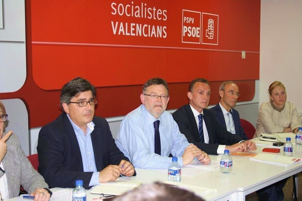 Ximo Puig y Francesc Romeu en una reunión del PSPV.