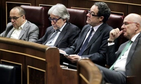 Diputados de CiU en el Congreso, con el portavoz Duran i Lleida a la derecha.