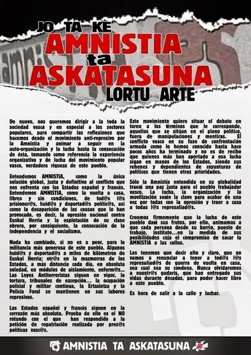 Cartel de Amnistía eta Askatasuna.