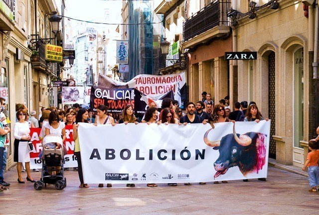 Manifestación por la abolición de las corridas de toros en La Coruña.