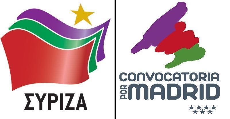 Logo de Syriza, a la izquierda, y a la derecha el de Convocatoria por Madrid.