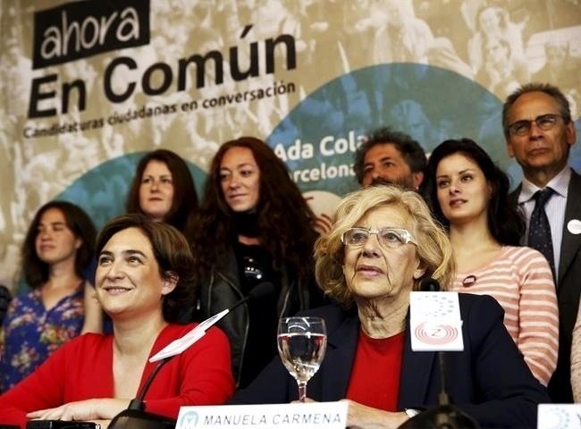 Ada Colau y Manuela Carmena, en un acto conjunto de Barcelona En Comú y Ahora Madrid.