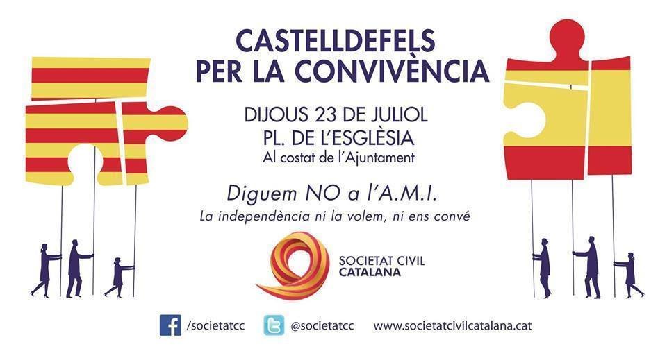 Cartel de la protesta en Castelldefels contra la adhesión local a los municipios independentistas