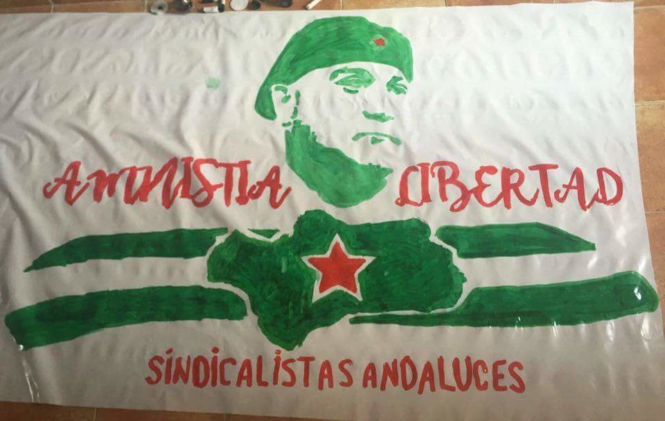 Pancarta por la libertad de Andrés Bódalo.