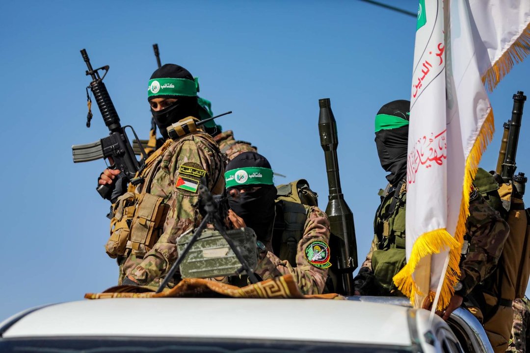 Milicianos de las Brigadas Ezzedin Al-Qasam,de Hamás, en la Franja de Gaza (Foto- Europa Press : Contacto : Yousef Mohammed - Only For Use In Spain). 