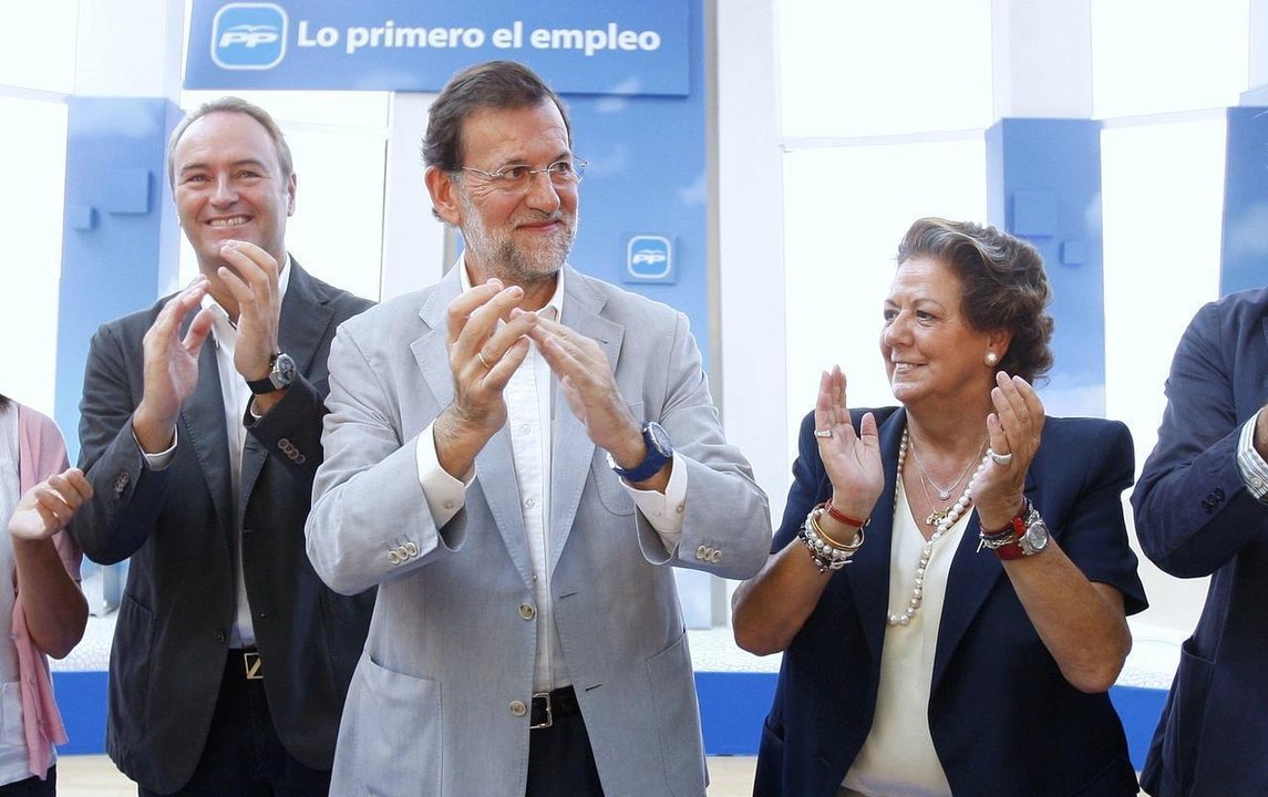 Alberto Fabra, Mariano Rajoy y Rita Barberá, en un acto del PP valenciano.