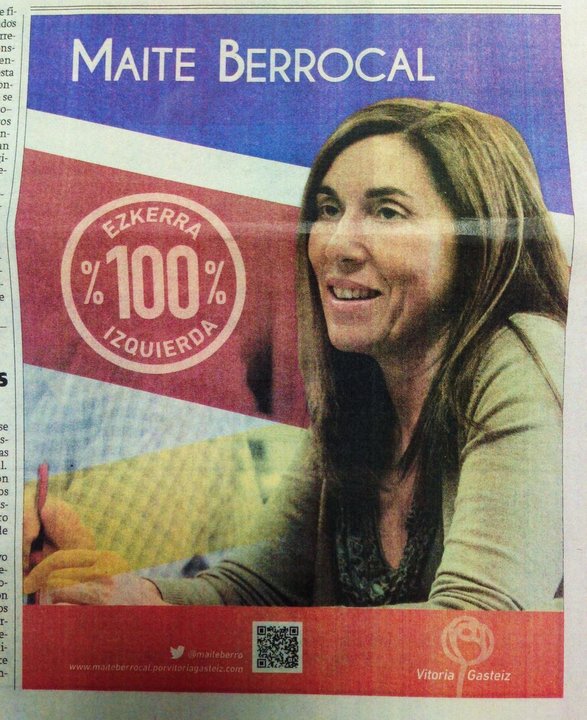 Anuncio en prensa de Maite Berrocal, candidata del PSE a la alcaldía de Vitoria.