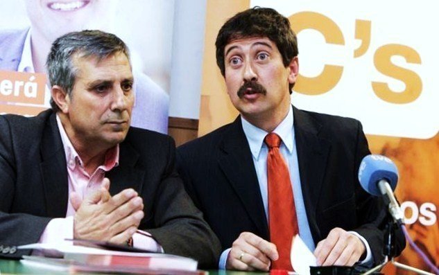El coordinador territorial de Ciudadanos Castilla-La Mancha, Antonio López, con el candidato, Ángel Ligero.