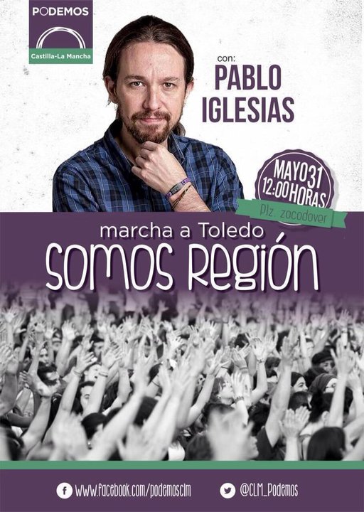 Cartel de evento de Pablo Iglesias en Toledo