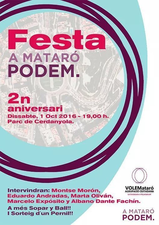 Cartel de la fiesta de Podemos en Mataró (Barcelona).