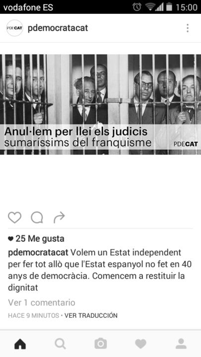 Publicación del Partit Demòcrata Catalá sobre la anulación de juicios franquistas.