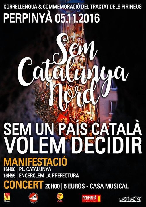 Cartel de la manifestación independentista catalana en Perpiñán.