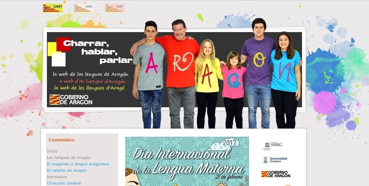 Web Lenguas de Aragón, de la Dirección de Política Lingüística.